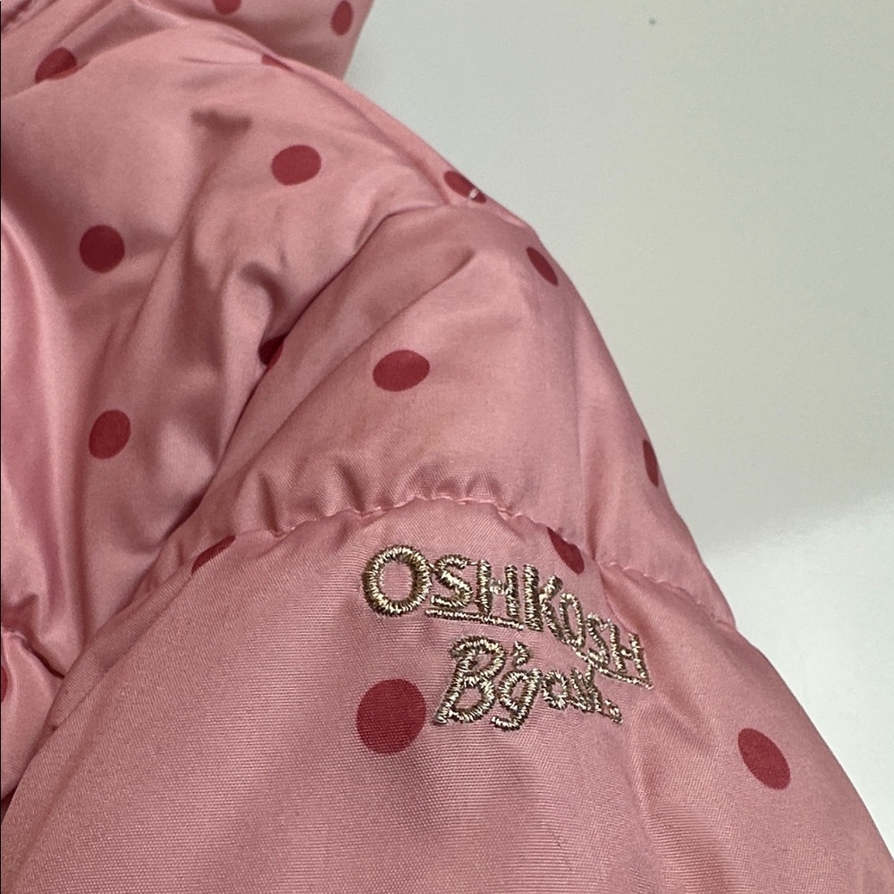 OshKosh B’gosh Pink Polka Dot Fleece Hooded Jacket | 18–24M - Picture 6 of 10
